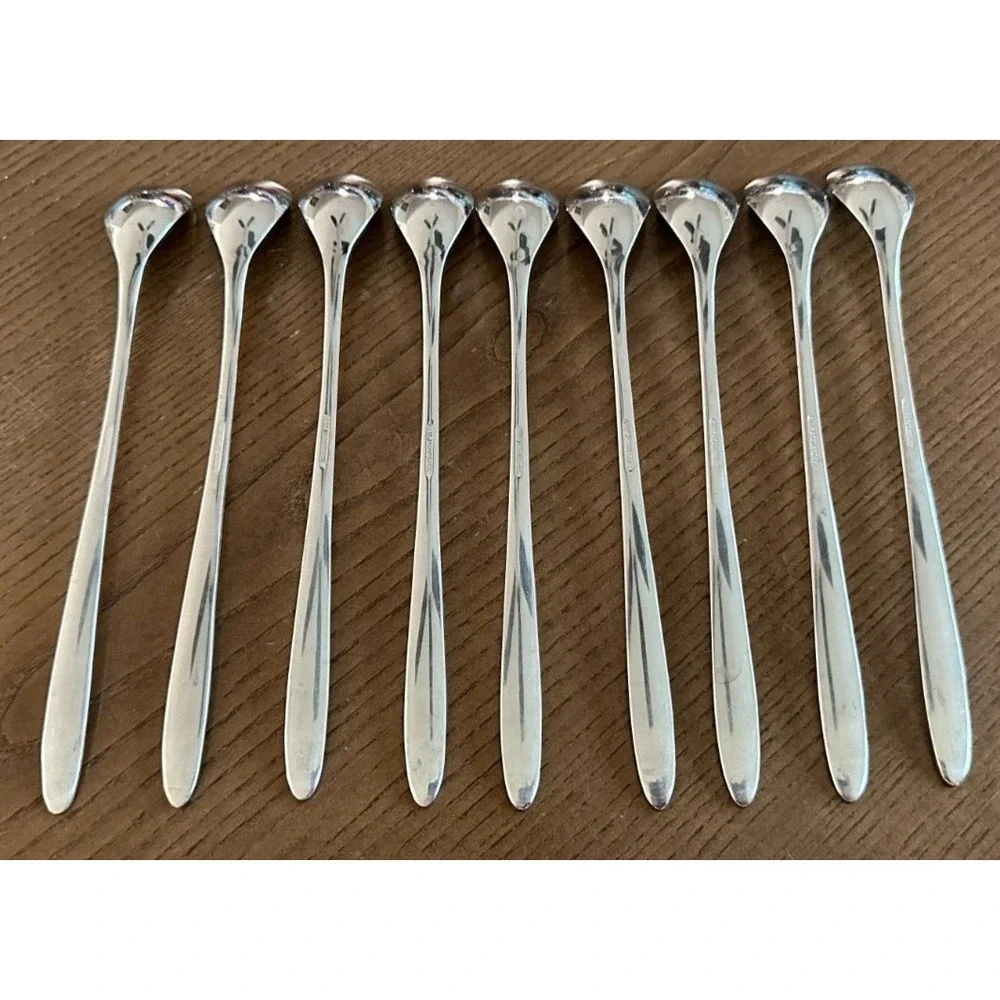 Set of 9 WMF Cromargan Germany Stainless Laurel‎ Iced Tea Spoons 8 1/2''